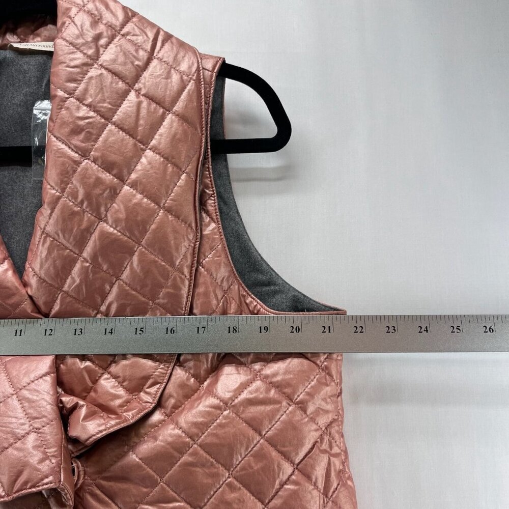 Soft Surroundings Vest M 10-12Stretch Snowline Metallic Puffer Shawl Cotton Pink - Picture 10 of 11